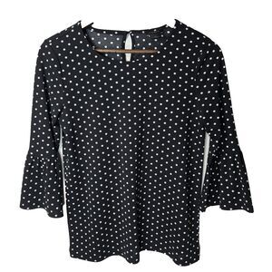 Ann Taylor Polka Dot Bell Sleeve Blouse XS